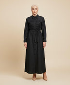 Jeans Stuff Front Button-Down Abaya with a Timeless Design