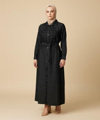 Jeans Stuff Front Button-Down Abaya with a Timeless Design