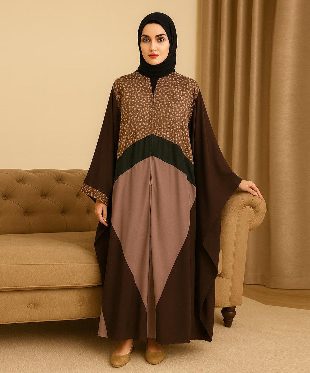 Kaftan Style Chocolate Brown, Dusty Mauve & Deep Green Accents