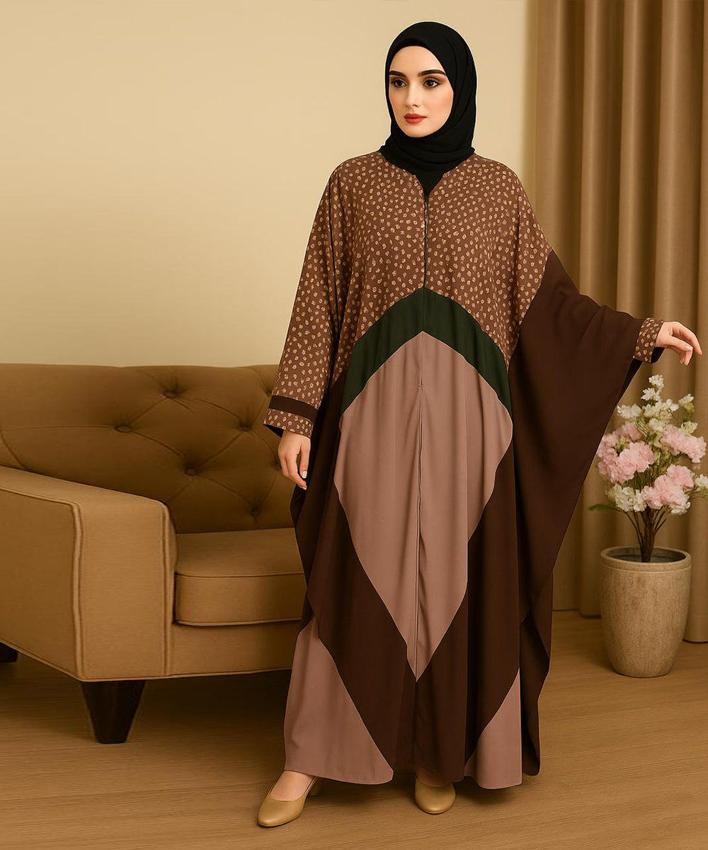 Kaftan Style Chocolate Brown, Dusty Mauve & Deep Green Accents