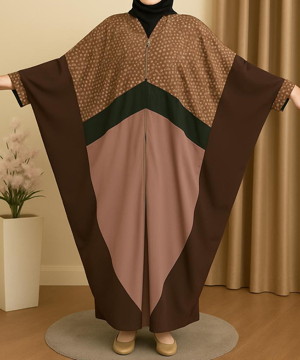 Kaftan Style Chocolate Brown, Dusty Mauve & Deep Green Accents
