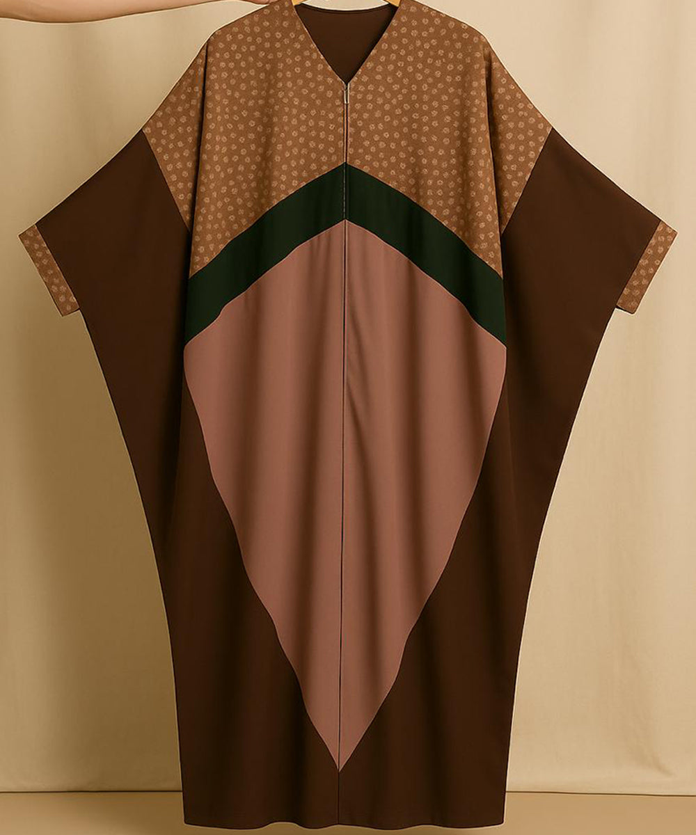 Kaftan Style Chocolate Brown, Dusty Mauve & Deep Green Accents