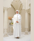 Kaftan Style Loose-Fit Abaya with Wide Batwing Sleeves Pure White With Stoller & Hijab