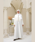 Kaftan Style Loose-Fit Abaya with Wide Batwing Sleeves Pure White With Stoller & Hijab