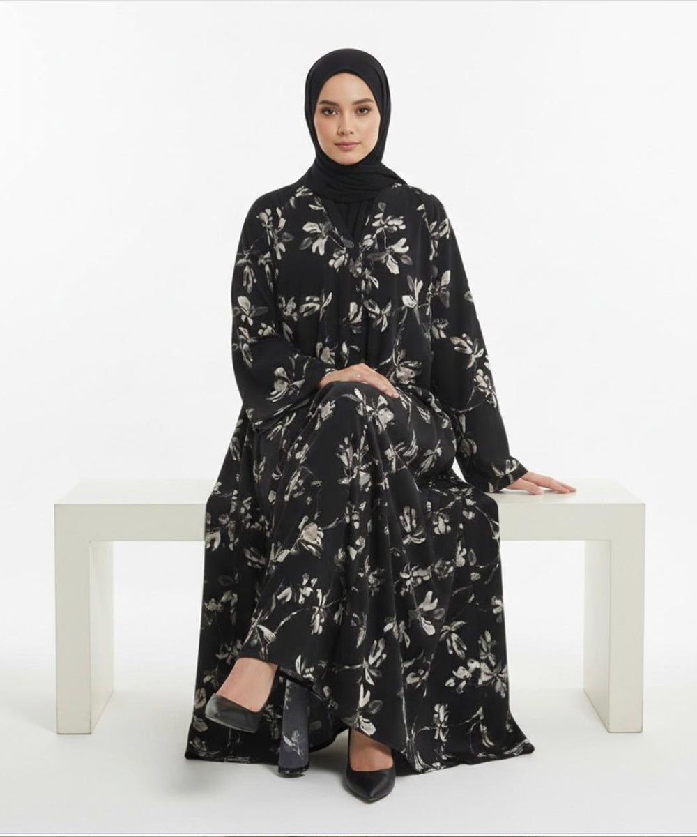 Premium Soft Fabric, Flowy, Comfortable & Breathable Button Front Open Abaya