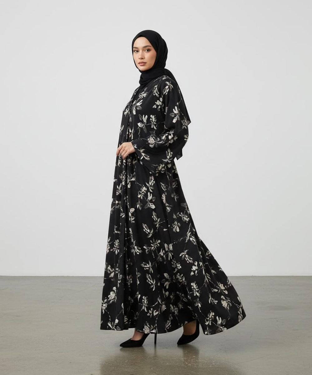 Premium Soft Fabric, Flowy, Comfortable & Breathable Button Front Open Abaya