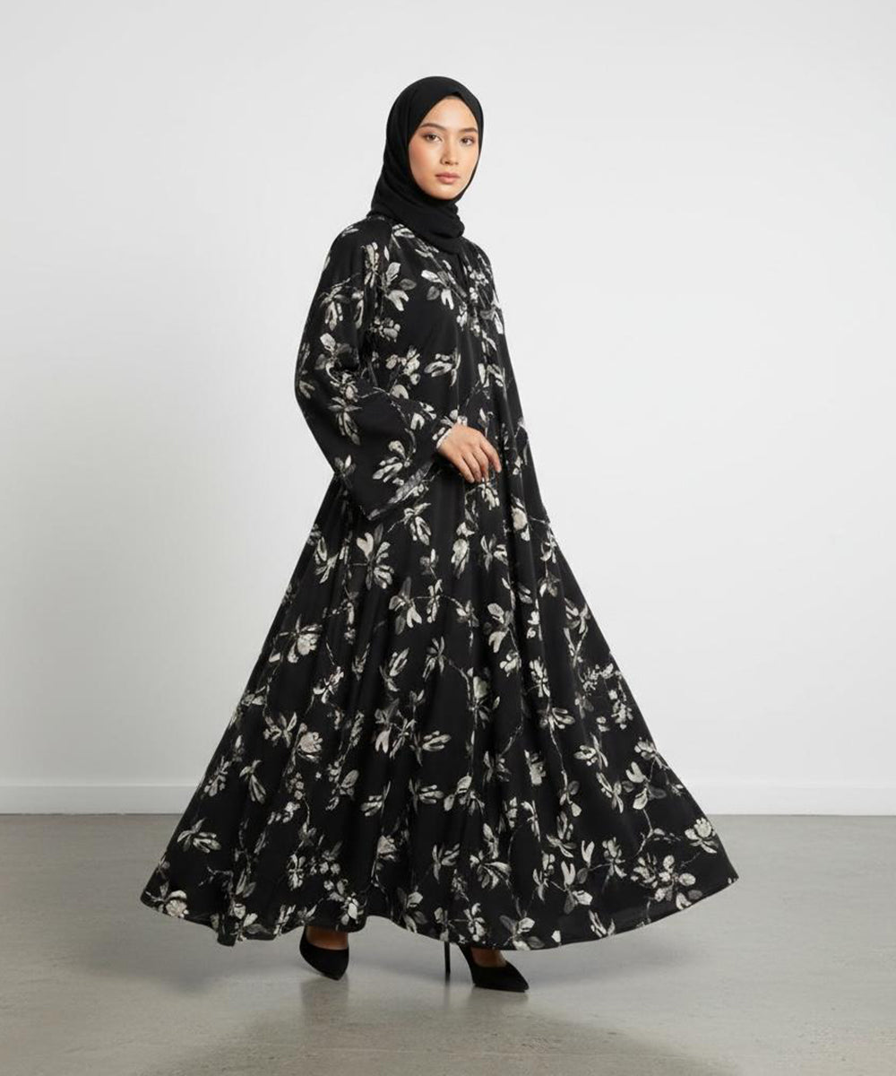 Premium Soft Fabric, Flowy, Comfortable & Breathable Button Front Open Abaya