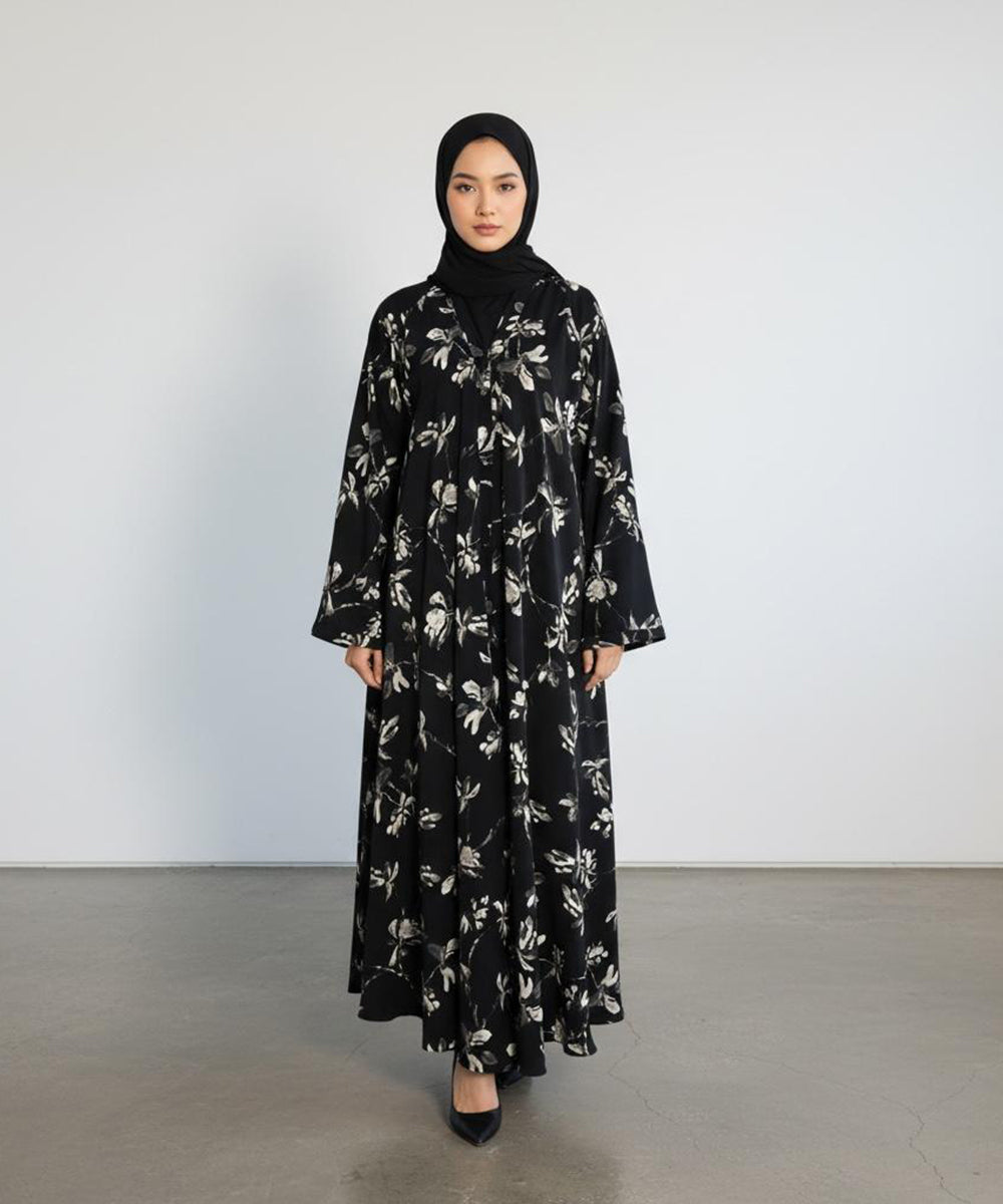Premium Soft Fabric, Flowy, Comfortable & Breathable Button Front Open Abaya