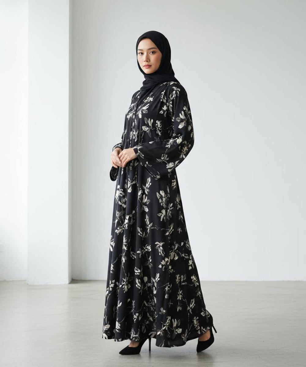 Premium Soft Fabric, Flowy, Comfortable & Breathable Button Front Open Abaya