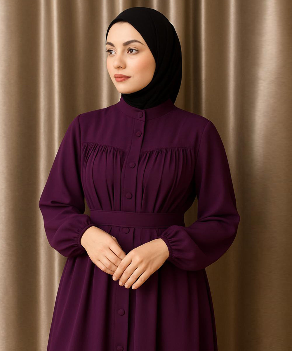 Plated Abaya with Stoller Deep Purple