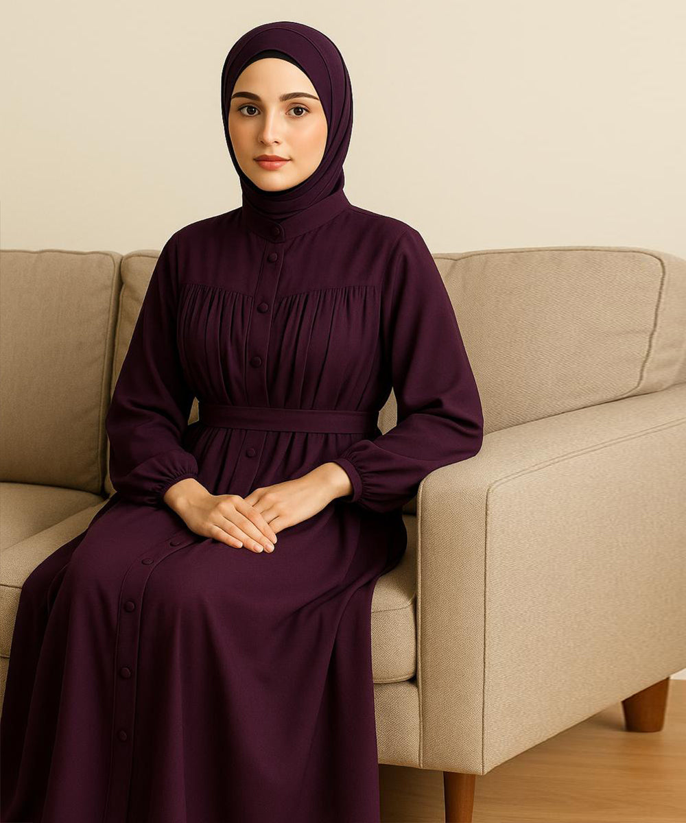 Plated Abaya with Stoller Deep Purple