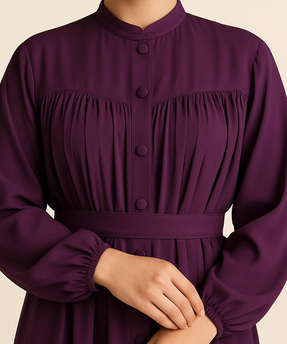 Plated Abaya with Stoller Deep Purple