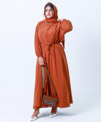 Plates Design Open Abaya Rust