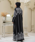 Printed Open Classic Black Base Abaya With Stoller