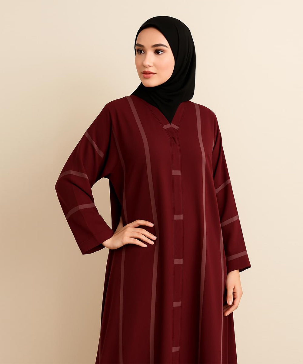 Simple Abaya Deep Maroon