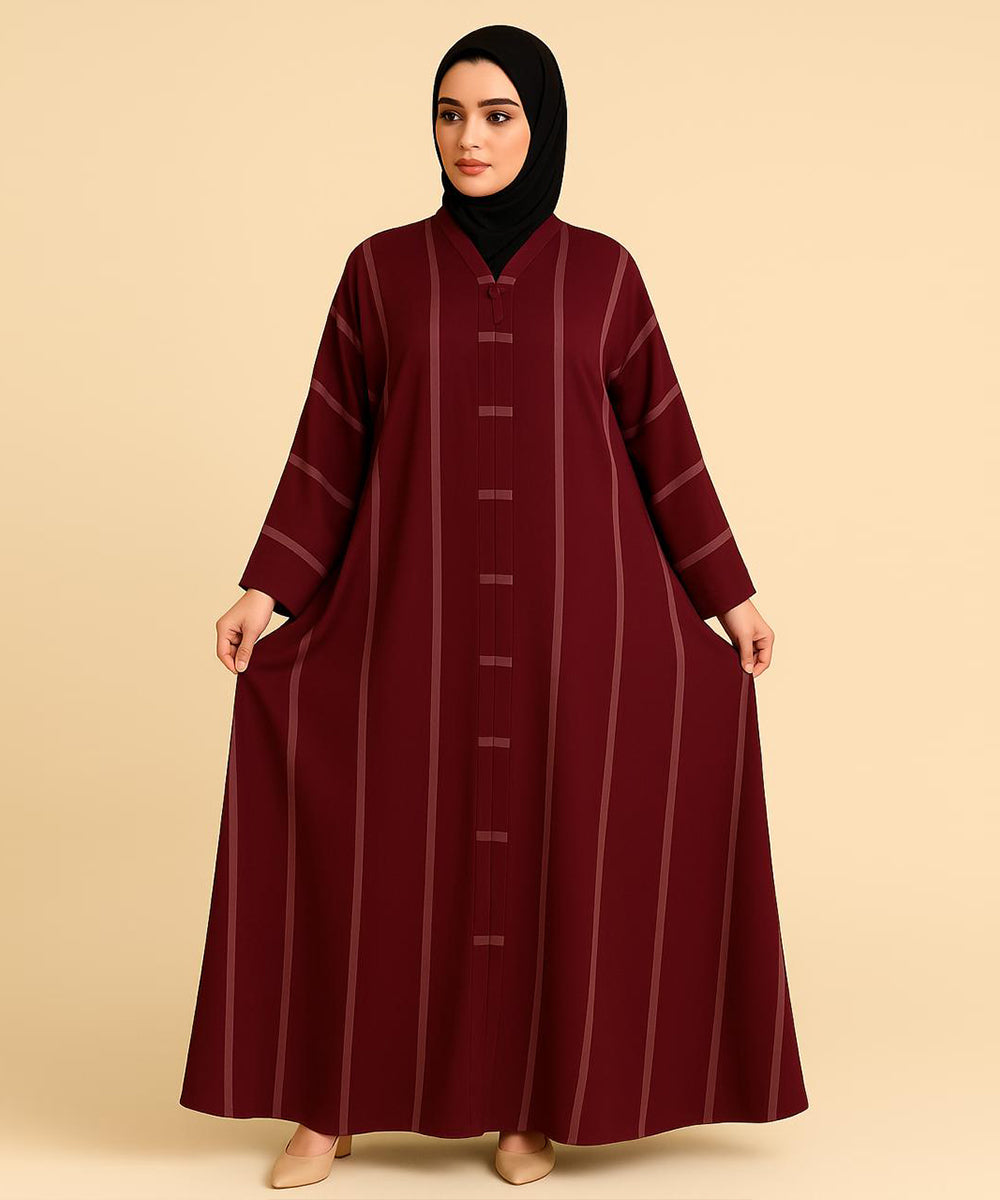 Simple Abaya Deep Maroon