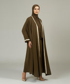 Simple Brown Abaya Having Graceful Flow With Hijab