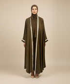 Simple Brown Abaya Having Graceful Flow With Hijab