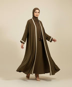 Simple Brown Abaya Having Graceful Flow With Hijab
