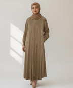 Single-Tone Front Open Button Down Abaya Rich Caramel Brown Shade