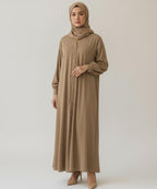 Single-Tone Front Open Button Down Abaya Rich Caramel Brown Shade