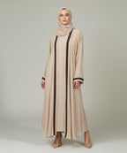 Soft Nude-Beige Abaya with a Graceful Flow With Hijab
