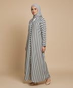 Stylish Vertical Striped Design in Elegant Grey & Off-White Tone
