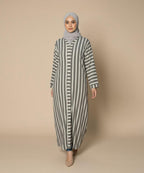 Stylish Vertical Striped Design in Elegant Grey & Off-White Tone