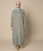 Stylish Vertical Striped Design in Elegant Grey & Off-White Tone