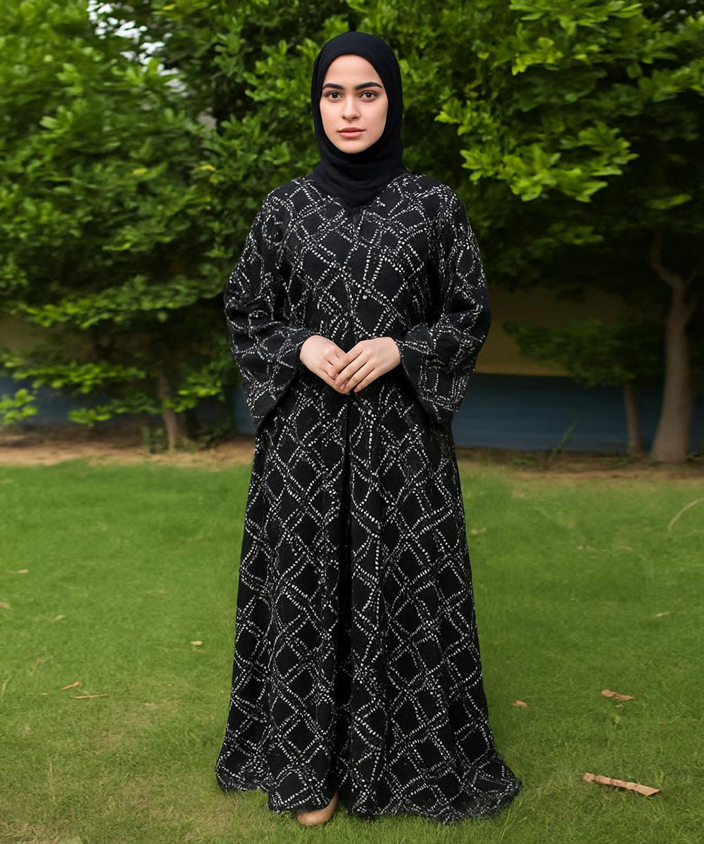 Umbrella Style Black Base with White Dotted Geometric Print