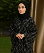 Umbrella Style Black Base with White Dotted Geometric Print
