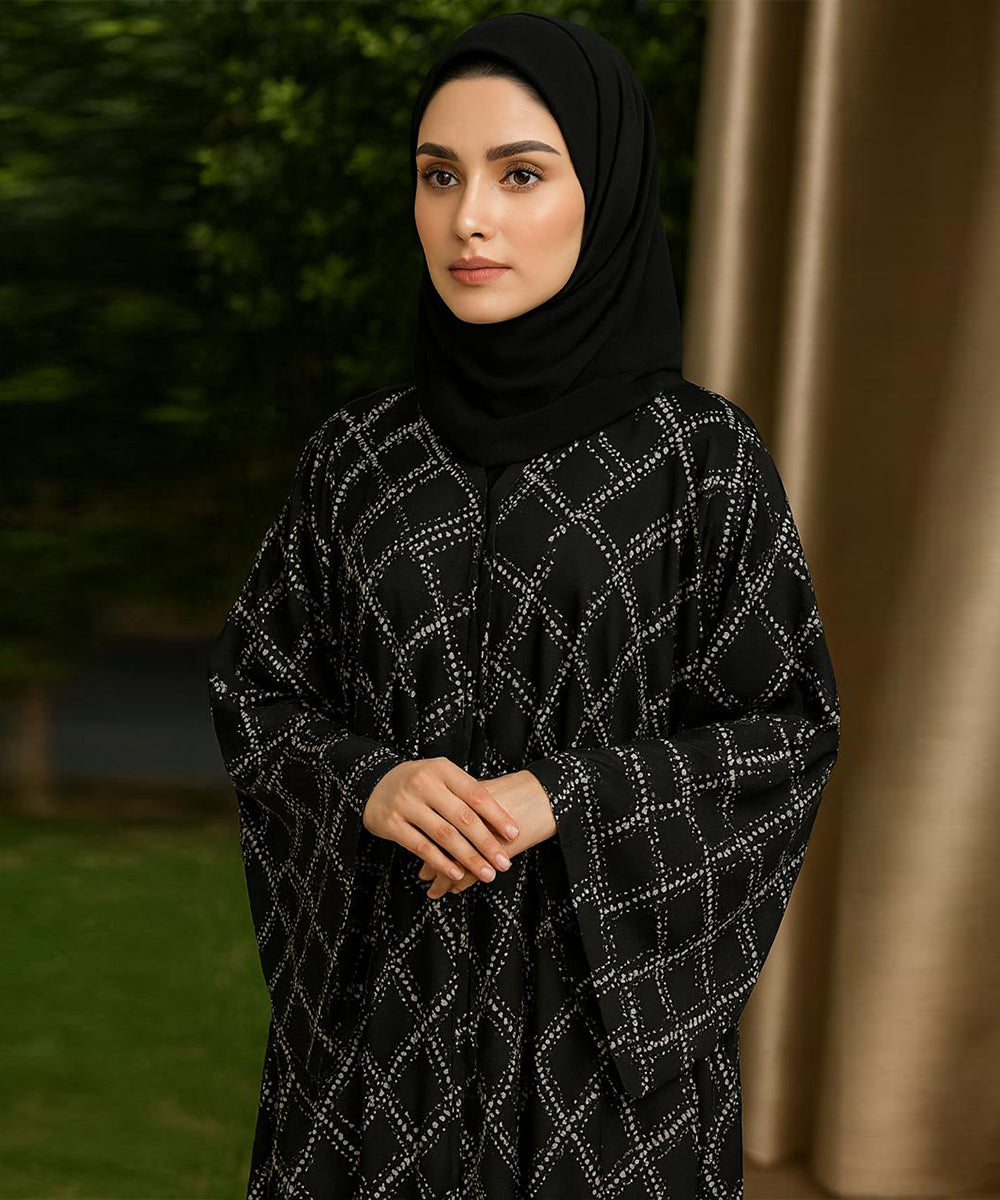 Umbrella Style Black Base with White Dotted Geometric Print