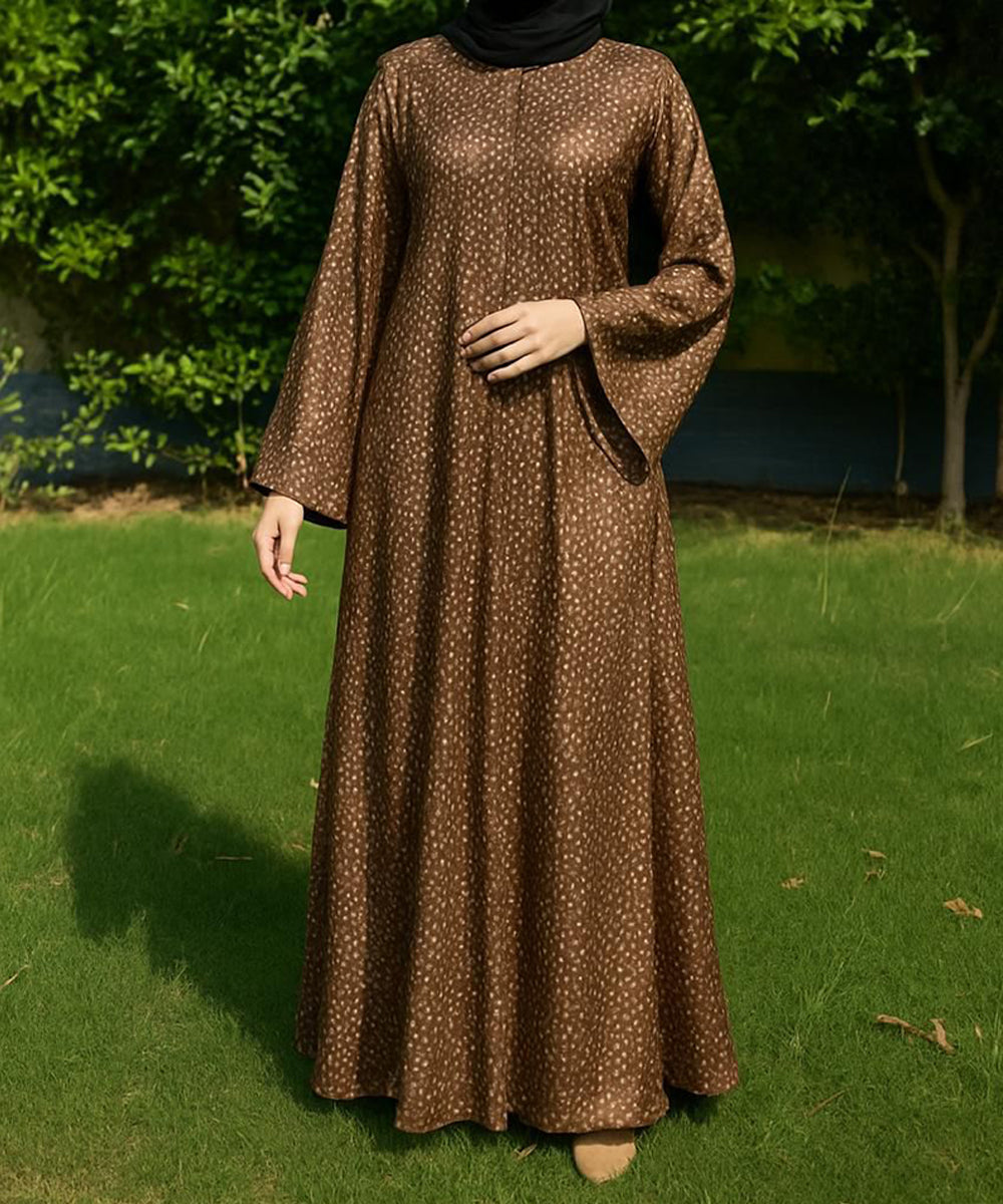 Umbrella Style Satin Finish Brown with Dotted Pattern
