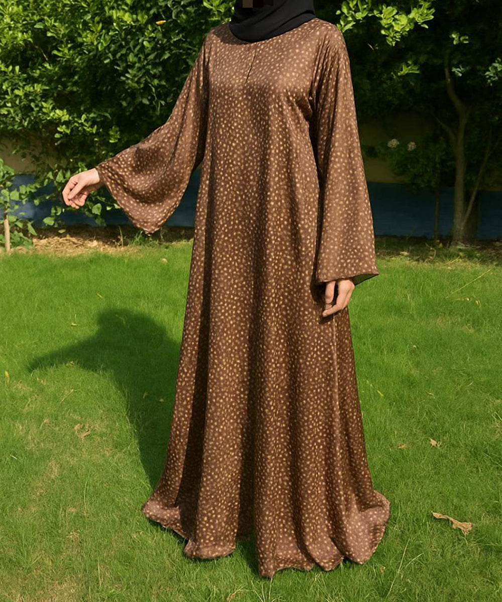 Umbrella Style Satin Finish Brown with Dotted Pattern