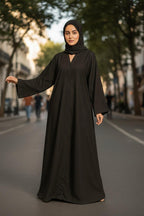 Elegant Black Front Open Abaya